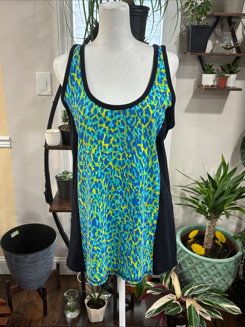 Lane Bryant Blue & Lime Animal Print Tank Top size 18/20